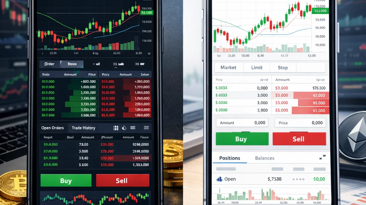 Mobile crypto exchange app interfaces comparison