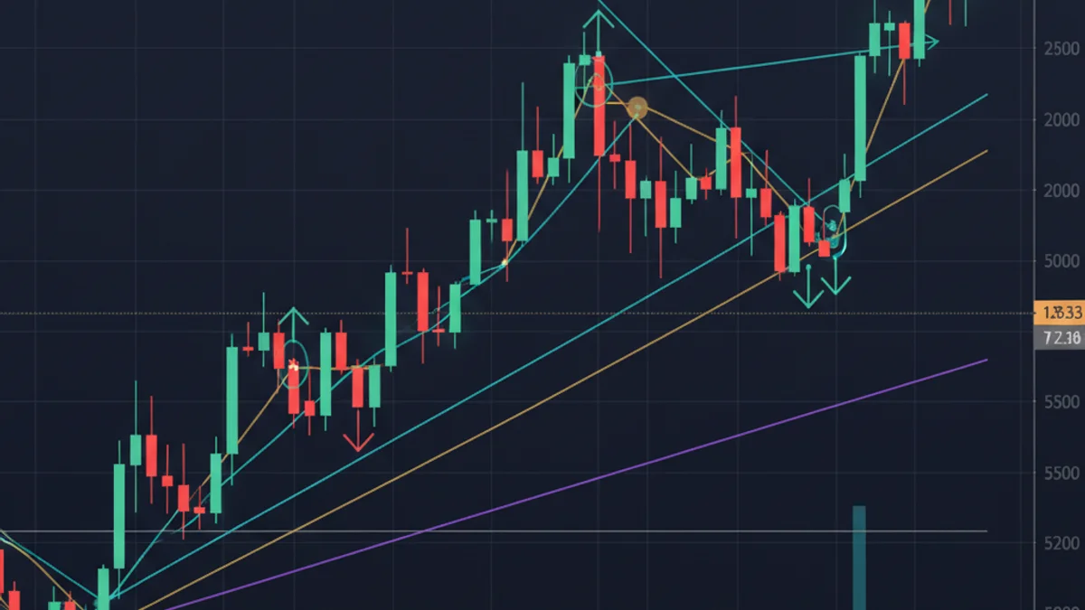 Moving average crossover scalping setup showing 8-21-55 EMA configuration on forex chart