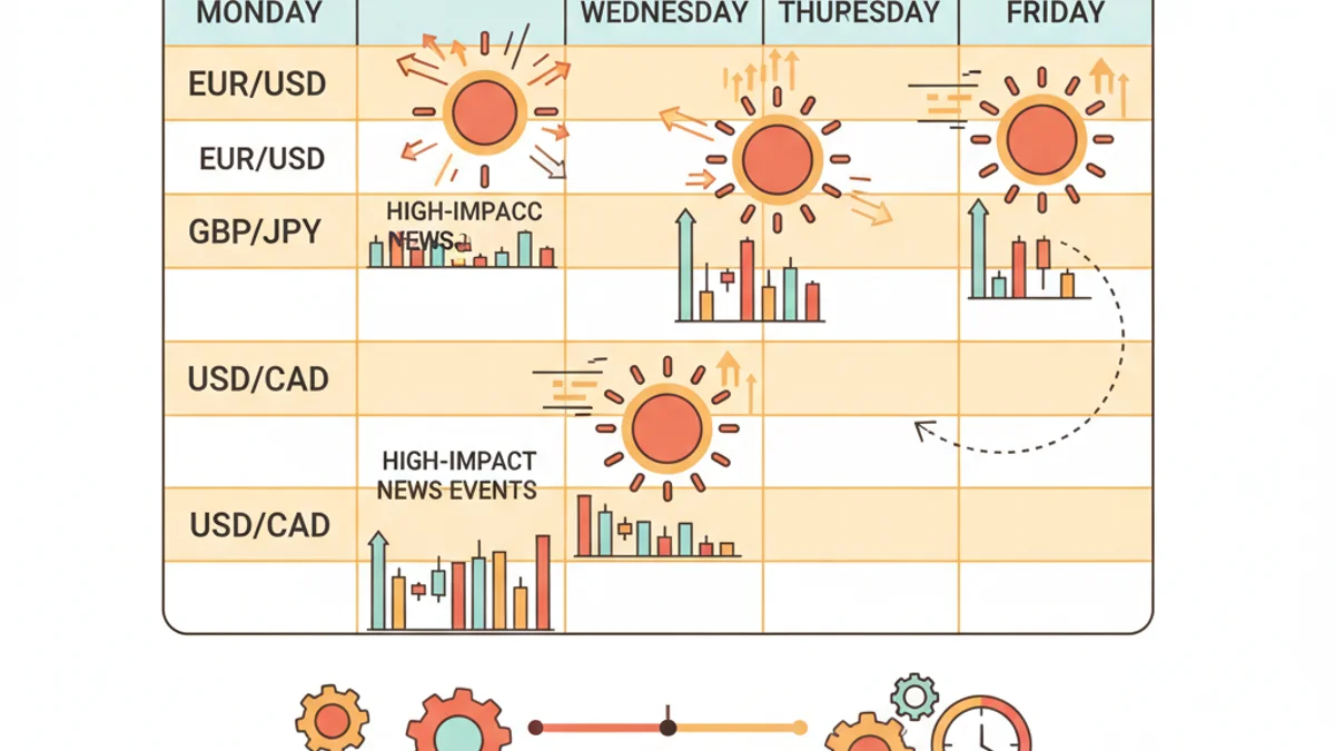 Economic calendar showing high-impact news events for forex scalping