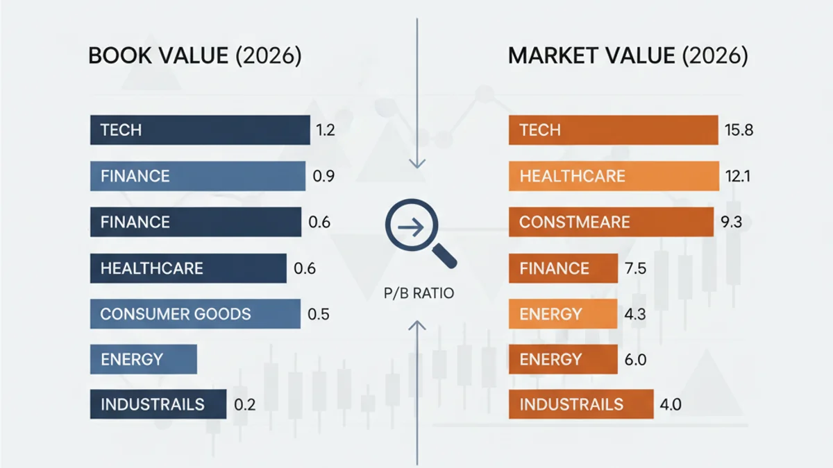 P/B ratio comparison chart across major sectors for 2026