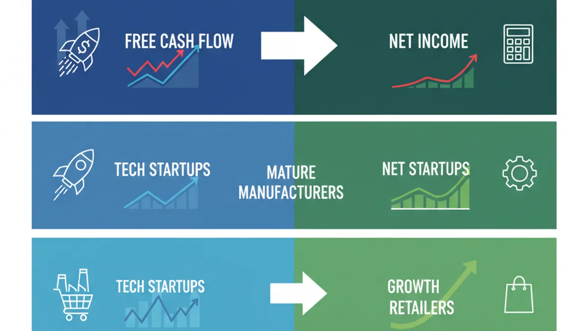 Chart comparing free cash flow vs net income across different company types