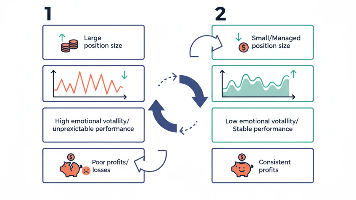 Chart showing correlation between position size and trading performance