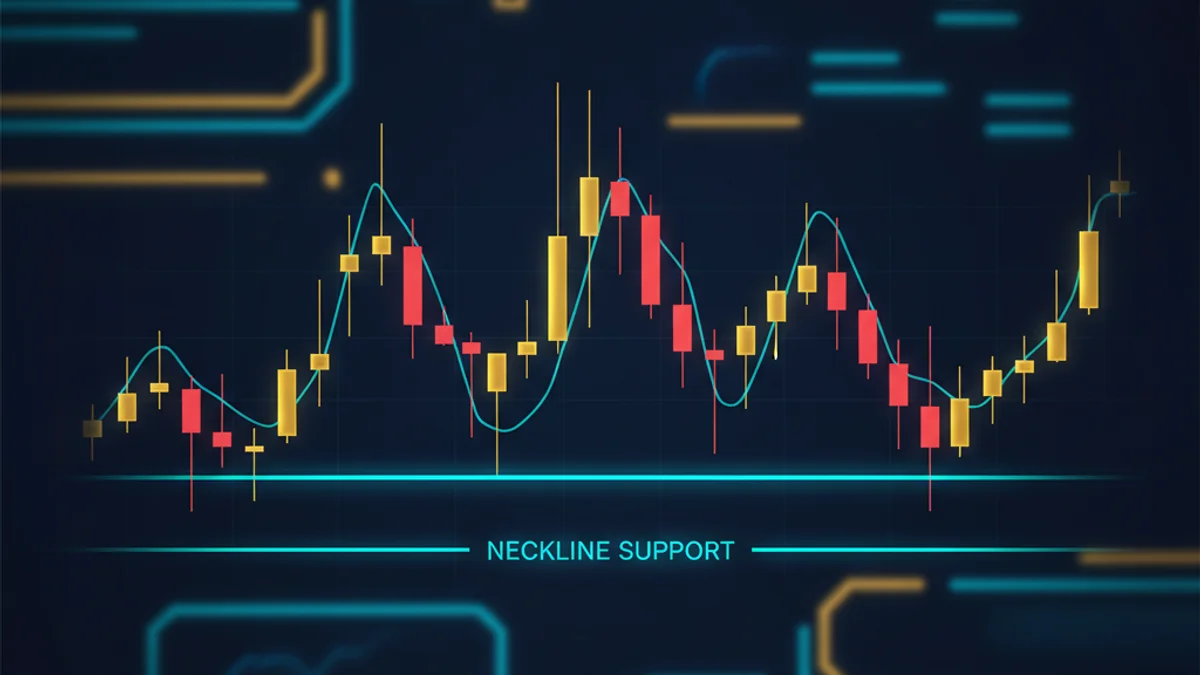 Head and shoulders chart pattern with neckline support