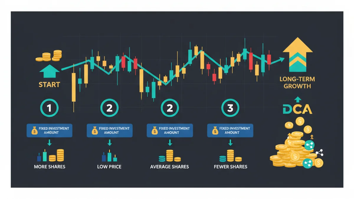 Dollar-cost averaging step-by-step process infographic